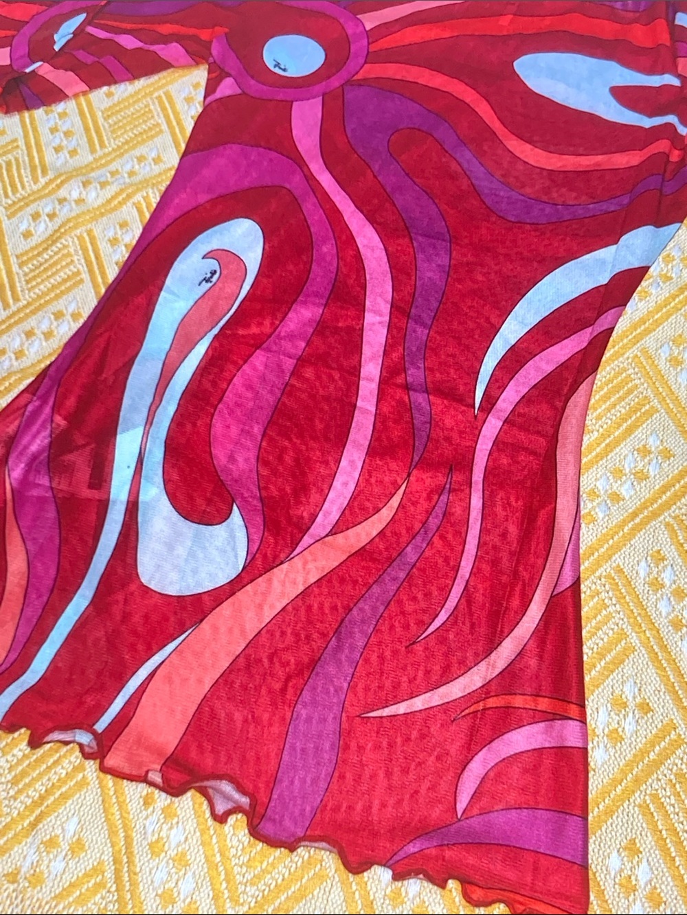 -Inspired Red Swirl Long-Sleeve Mesh Top - Picture 10 of 10